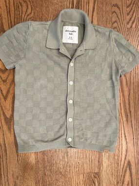 abercrombie kids sage green knit button-up polo
